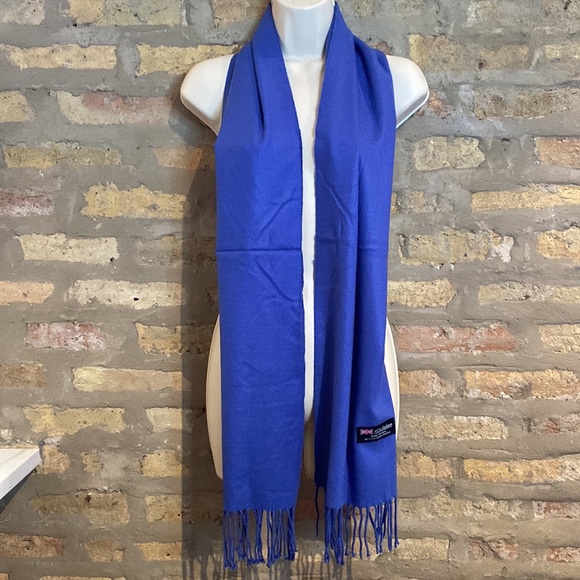 100% CASHMERE BLUE SCARF - Picture 3 of 6